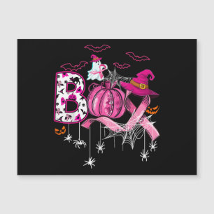 Carte Magnétique Boo Halloween Citrouille Pink Ribbon sorcière Poub