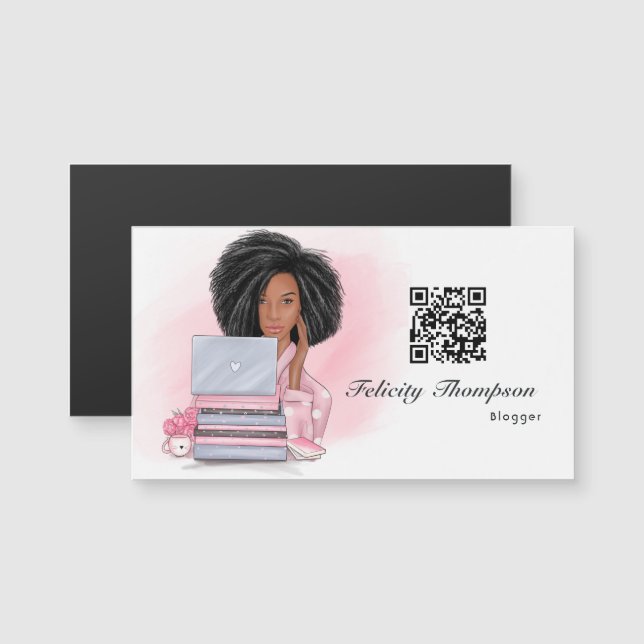 Carte Magnétique Boss Lady Blogger QR Code (Devant / Derrière)