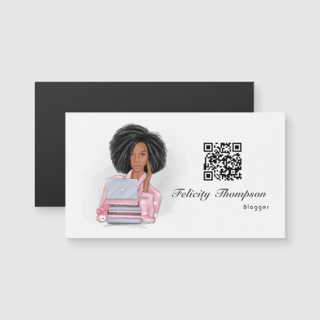 Carte Magnétique Boss Lady Blogger QR Code (Devant / Derrière)