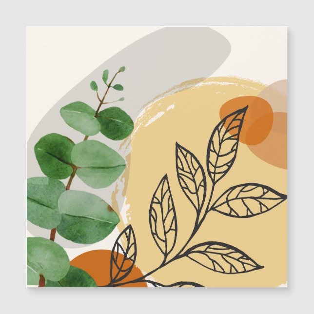 Carte Magnétique Botanique Boho Green Orange (Devant)