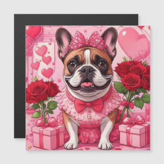 Carte Magnétique Bouledogue français amoureux