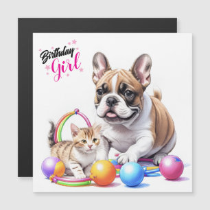 Carte Magnétique Bouledogue français French Bulldog avec chat