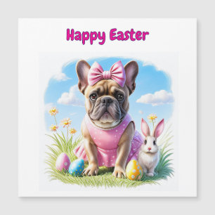 Carte Magnétique Bouledogue français Joyeuses Pâques French Bulldog