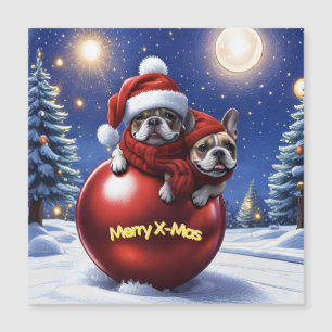 Carte Magnétique Bouledogue français Noël French Bullog
