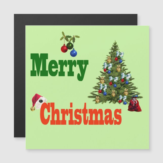 Carte Magnétique Boules De Pelouse Arbre De Noël Et Stocker, (Devant / Derrière)