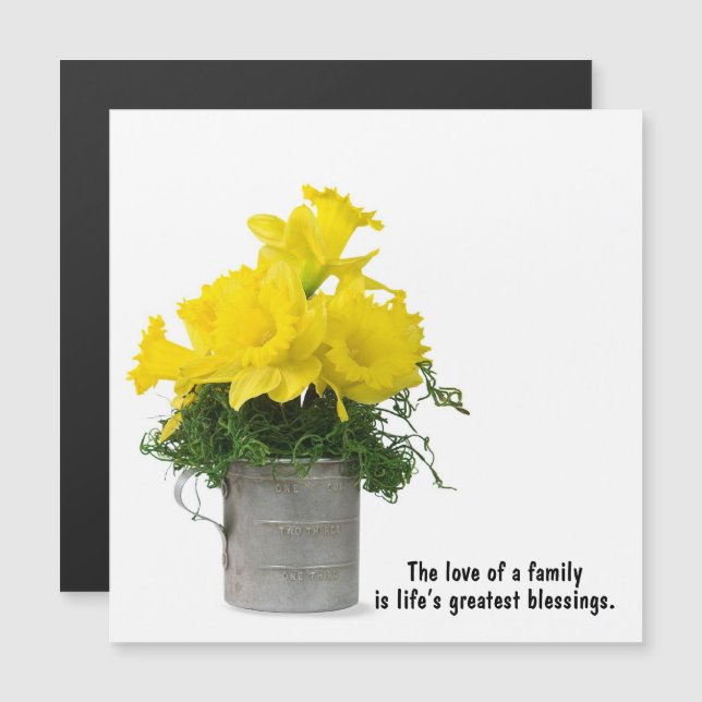 Carte Magnétique Bouquet Daffodique Avec Citation (Devant / Derrière)