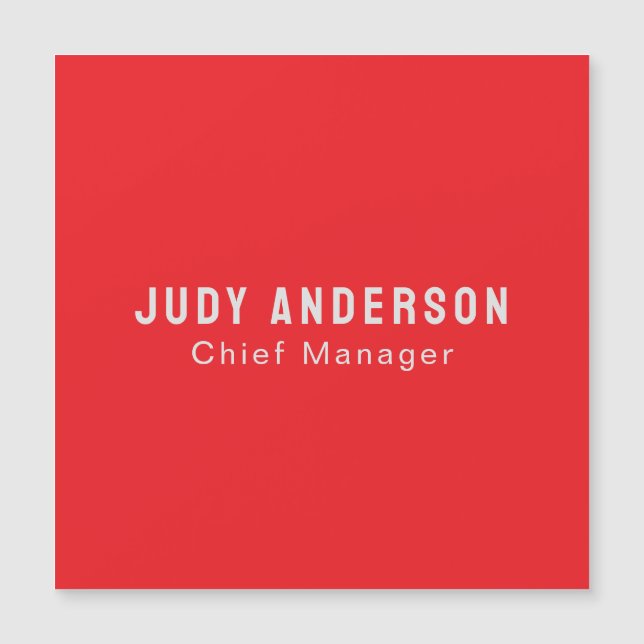 Carte Magnétique Bright Red Professional Plain Modern Magnetic Card (Devant)