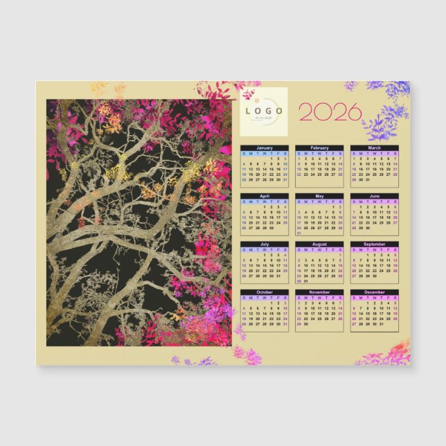 Carte Magnétique Bruin tree 2026 calendrier magnétique de l'entrepr (Devant)