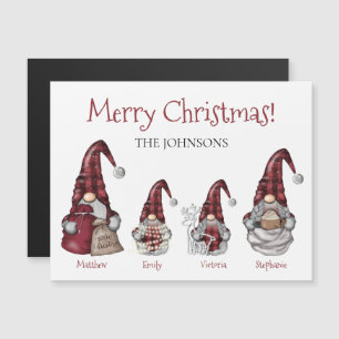Carte Magnétique Buffalo Plaid Gnome Famille Personnalisée Noël