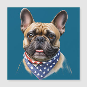 Carte Magnétique Bulldog français foulard Labor Day Bulldog