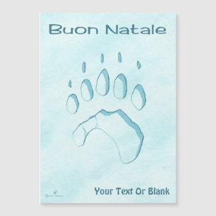 Carte Magnétique Buon Natale - Empreinte de patte de l'ours polaire