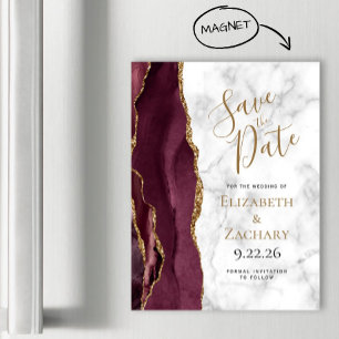 Carte Magnétique Burgundy Gold Agate Marbre magnétique Enregistrer 