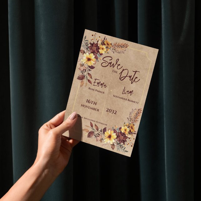 Carte Magnétique Burgundy Mustard Rustic Fall Wedding Save the Date (Burgundy Mustard Rustic Fall Wedding Save the Date)