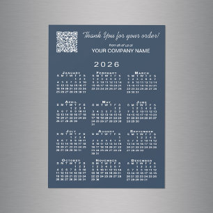 Carte Magnétique Business Merci QR Code 2026 Calendrier Marine