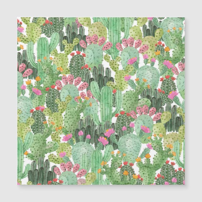 Carte Magnétique Cactus peint à la main : Vert désert (Devant)