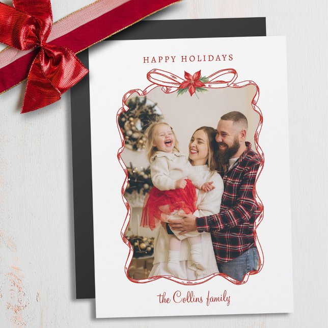 Carte Magnétique Cadre photo de Noël rouge tiré à la main (Créateur téléchargé)