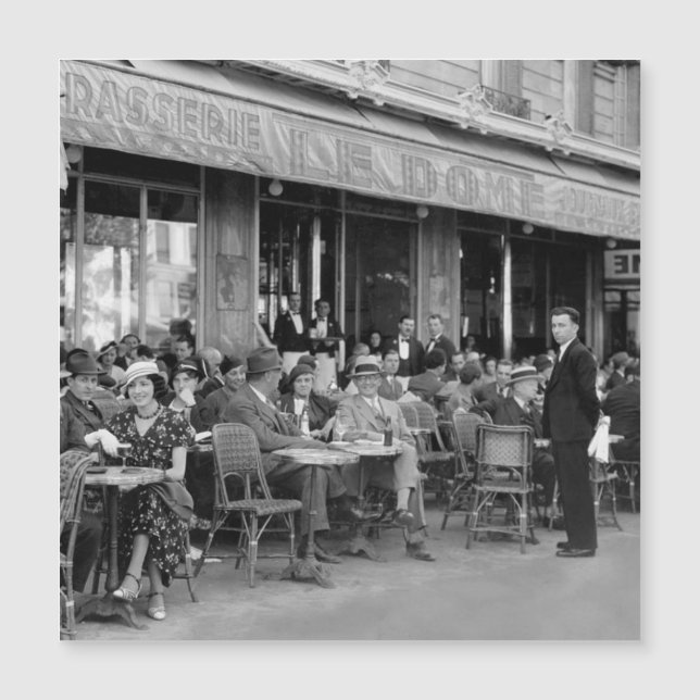 Carte Magnétique Café noir et blanc de Paris (Devant)