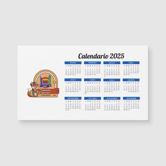 Carte Magnétique Calendario 2025 con logo (Devant)