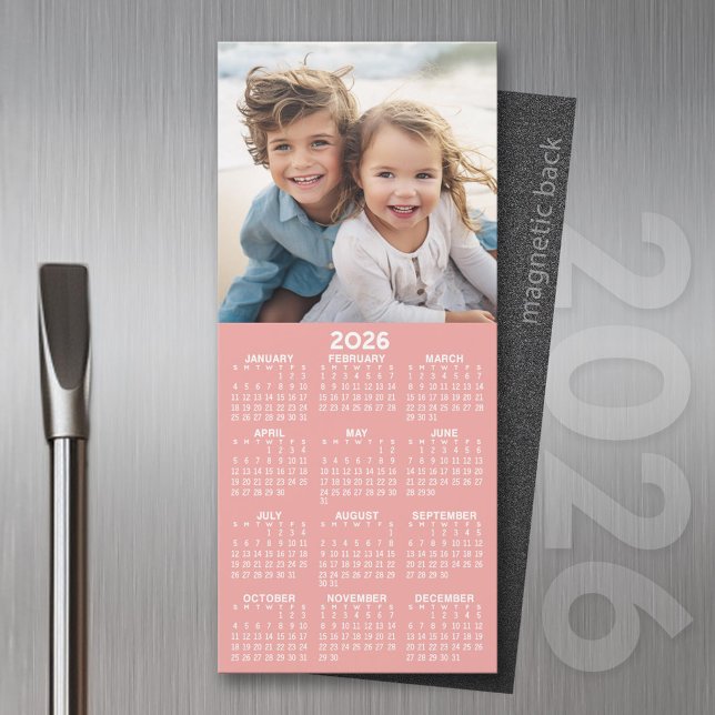Carte Magnétique Calendrier 1 Collage de photos - Peut éditer Dusty (2026 Calendar Magnet for the Fridge or Home Office - Add a Photo for a Personal Touch)