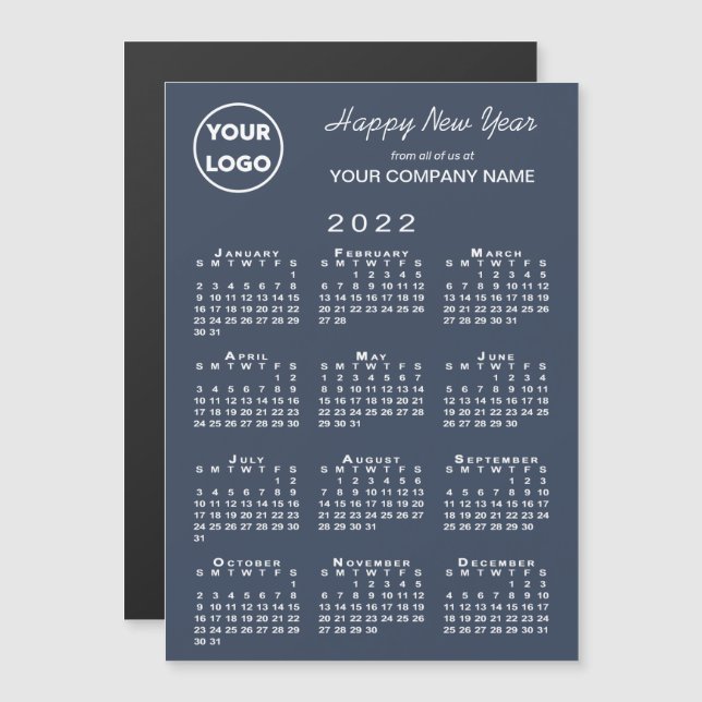Carte Magnétique Calendrier 2022 Business Logo Marine Holiday Magne (Devant / Derrière)