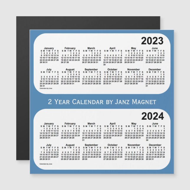 Carte Magnétique Calendrier 2023-2024 Steel Blue 2 Year par Janz (Devant / Derrière)