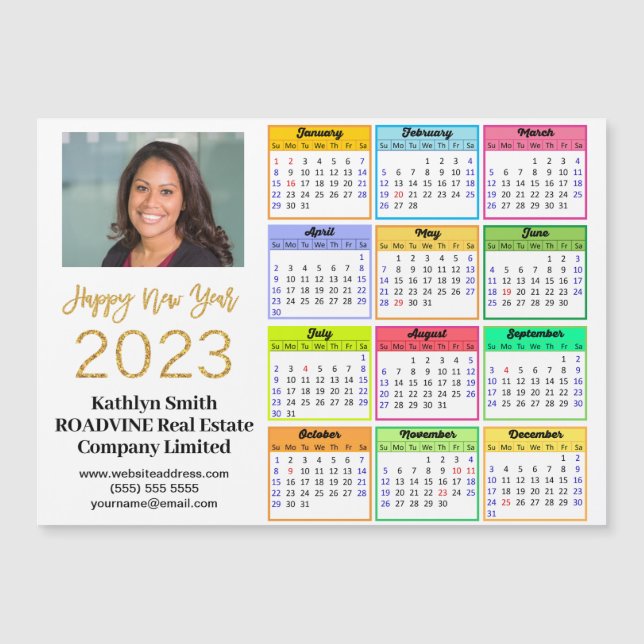 Carte Magnétique Calendrier 2023 Business Modern Script Photo Magne (Devant)
