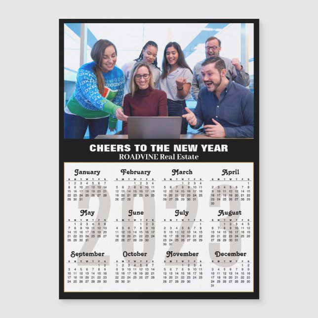Carte Magnétique Calendrier 2023 Photo d'entreprise moderne Black S (Devant)