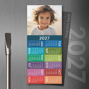 Carte Magnétique Calendrier 2024 1 Collage de photos Fond coloré