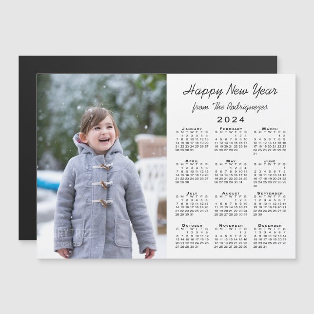 Carte Magnétique Calendrier 2024 Photo personnalisée Joyeux nouvel  (Devant / Derrière)