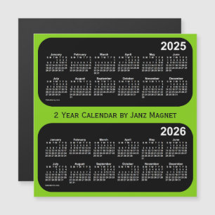 Carte Magnétique Calendrier 2025-2026 Vert Jaune 2 Année par Janz