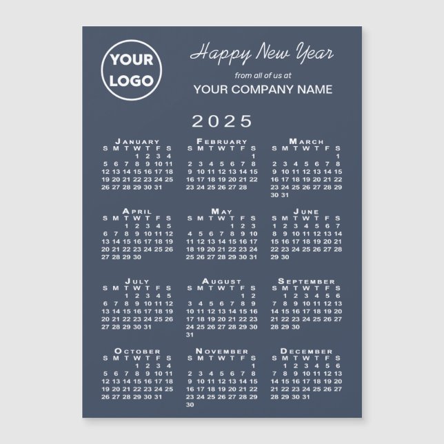 Carte Magnétique Calendrier 2025 Business Logo Marine Holiday Magne (Devant)