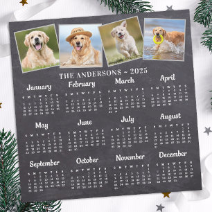 Carte Magnétique Calendrier 2025 Custom 4 Photo Rustic Chalkboard