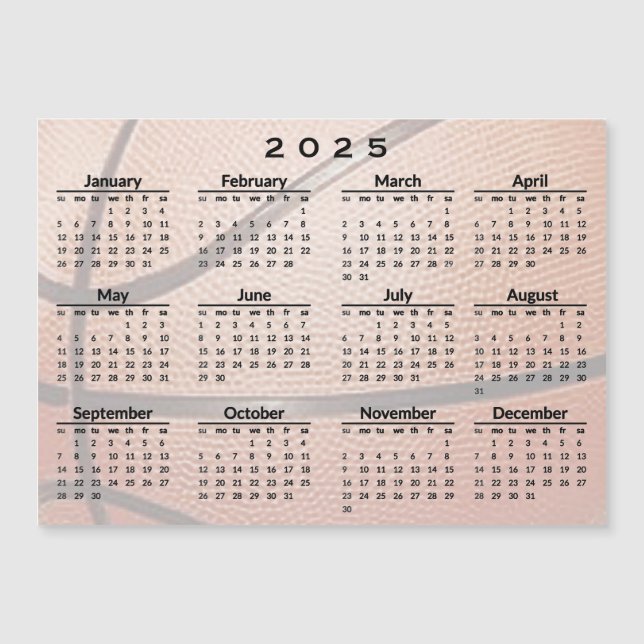 Carte magnétique Calendrier 2025 de conception de  (Devant)
