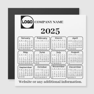 Carte Magnétique Calendrier 2025 Entreprise Nom personnalisé & Logo