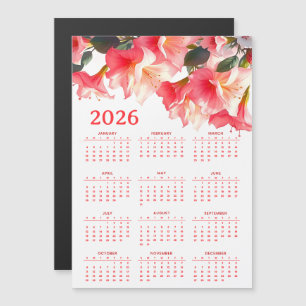 Carte Magnétique Calendrier 2026 avec fleurs