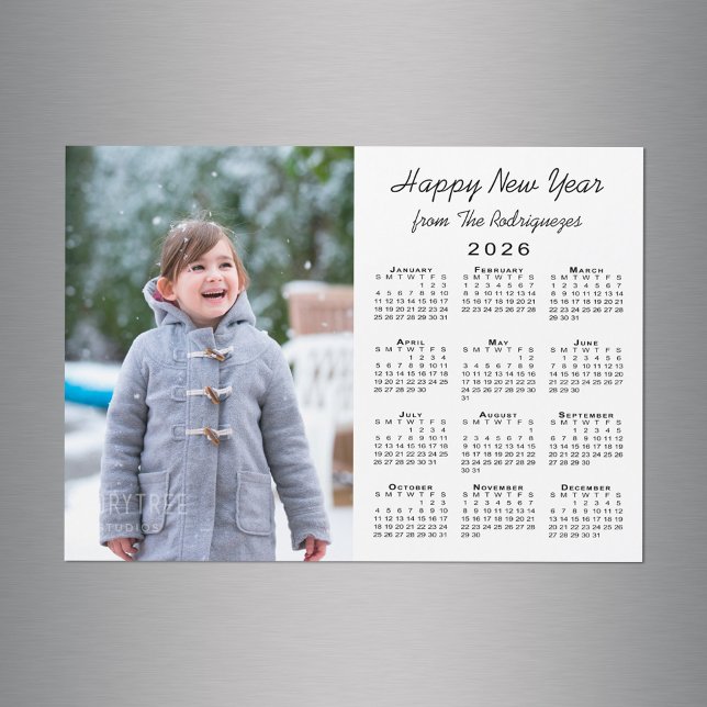 Carte Magnétique Calendrier 2026 Photo personnalisée Joyeux nouvel  (2026 Calendar Custom Photo Happy New Year Magnet in situ)