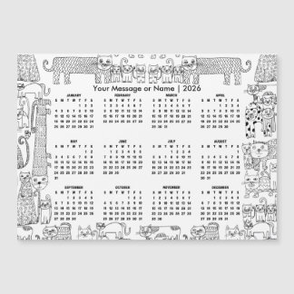 Carte Magnétique Calendrier 2026 pour chats avec message ou nom per