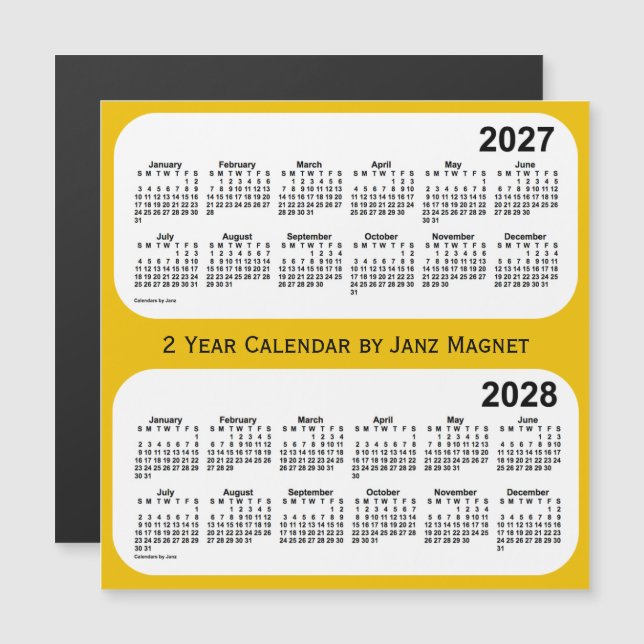 Carte Magnétique Calendrier 2027-2028 Gold 2 année par Janz (Devant / Derrière)
