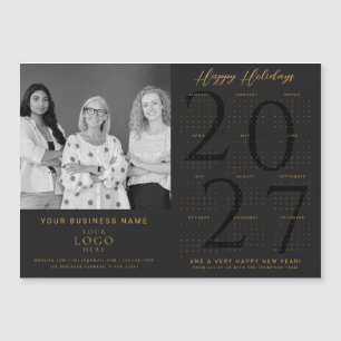Carte Magnétique Calendrier 2027 Affaires Photo Logo NoirOr Aimant