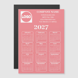Carte Magnétique Calendrier 2027 aimanté avec nom et logo de sociét