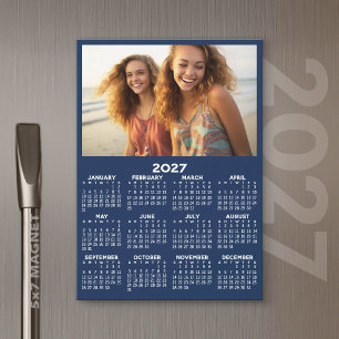 Carte Magnétique Calendrier 2027 avec photo Minimal Moderne Aimant