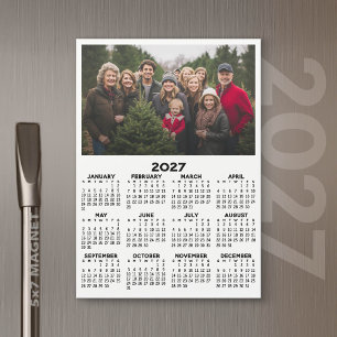 Carte Magnétique Calendrier 2027 avec Photo Moderne Minimal Aimant