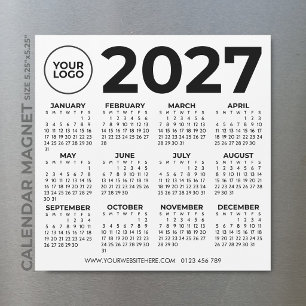 Carte Magnétique Calendrier 2027 Basique Simple Moderne Logo d'entr