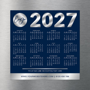 Carte Magnétique Calendrier 2027 Entreprise Logo Société Navy & Arg