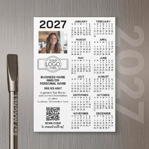 Carte Magnétique Calendrier 2027 logo Bureau, Code QR, Photo et Plu