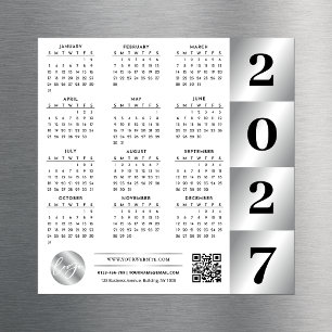Carte Magnétique Calendrier 2027 Logo Entreprise Code QR Chrome Arg