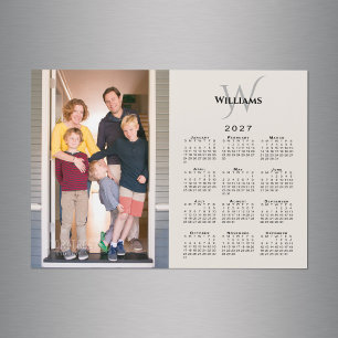 Carte Magnétique Calendrier 2027 Photo personnalisée Monogramme Aim