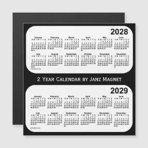Carte Magnétique Calendrier 2028-2029 noir et blanc par Janz