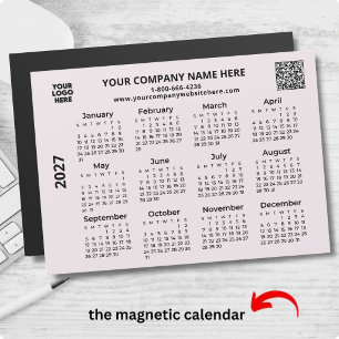 Carte Magnétique Calendrier aimanté QR Code Logo Entreprise 2027
