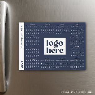 Carte Magnétique Calendrier annuel 2026 Navy Blue pour Entreprises